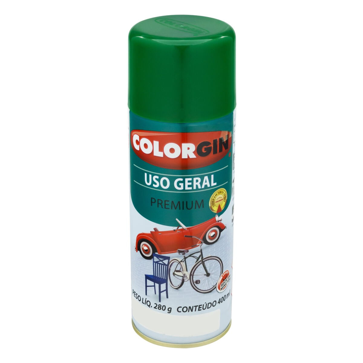 TintaSprayUsoGeralColorgin400mlVerdeFrontalTopo1