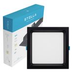 PainelLeddeEmbutirPretoRecuadoQuadradoStella18W3000KBivoltFrontal3