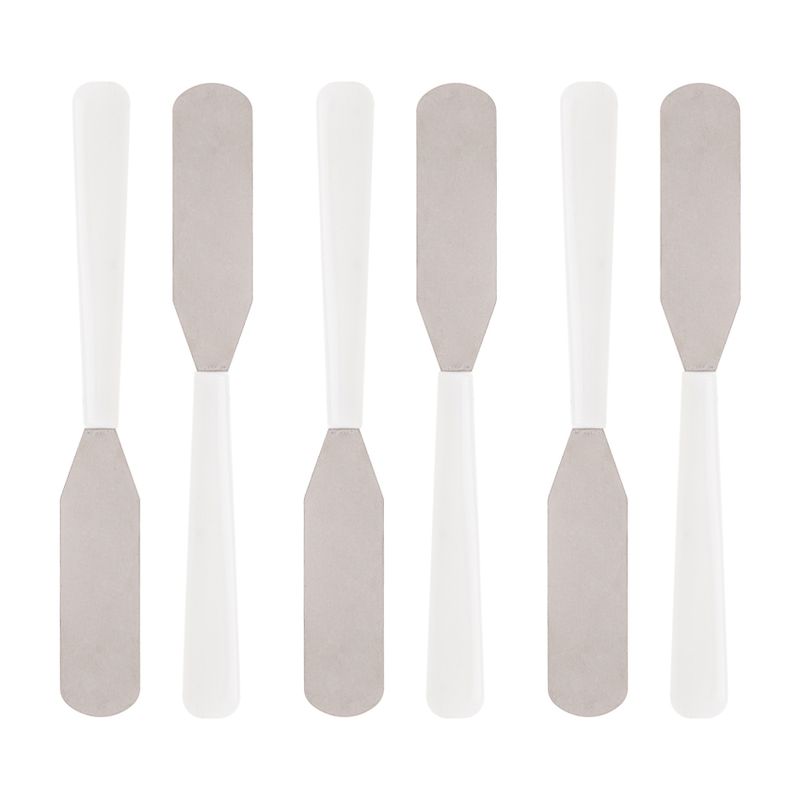 Conjunto-de-Espatulas-em-Inox-com-cabo-Branco-Lyor-14cm-6-pecas-110309