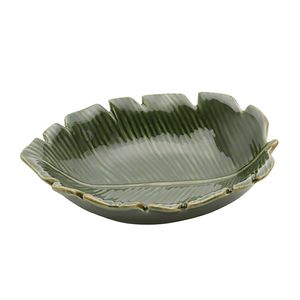 Tigela Cerâmica Banana Leaf Verde Lyor 16cm x 12cm