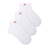 Meia Feminina Cano Curto Branca Cia da Meia 34 a 39 3 pares