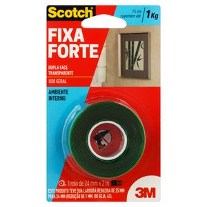 Fita Dupla Face Transparente 3M Scotch Fixa Forte 24mm x 2m