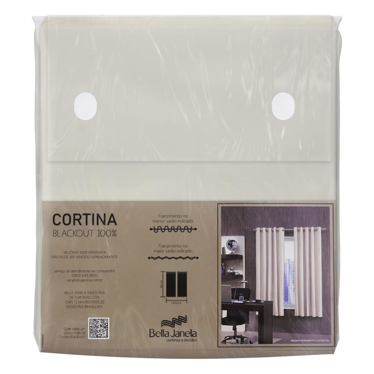 Cortina Corta Luz Plástico PVC p/ Varão Dupla Face 3,00x1,70m