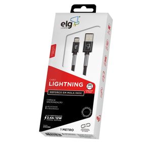 Cabo  Lightning com Mola Inox Elg 2A 1 metro