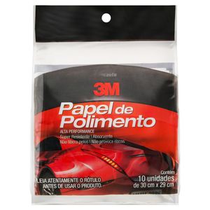 Papel de Polimento 3M 30cm x 29cm com 10 unidades