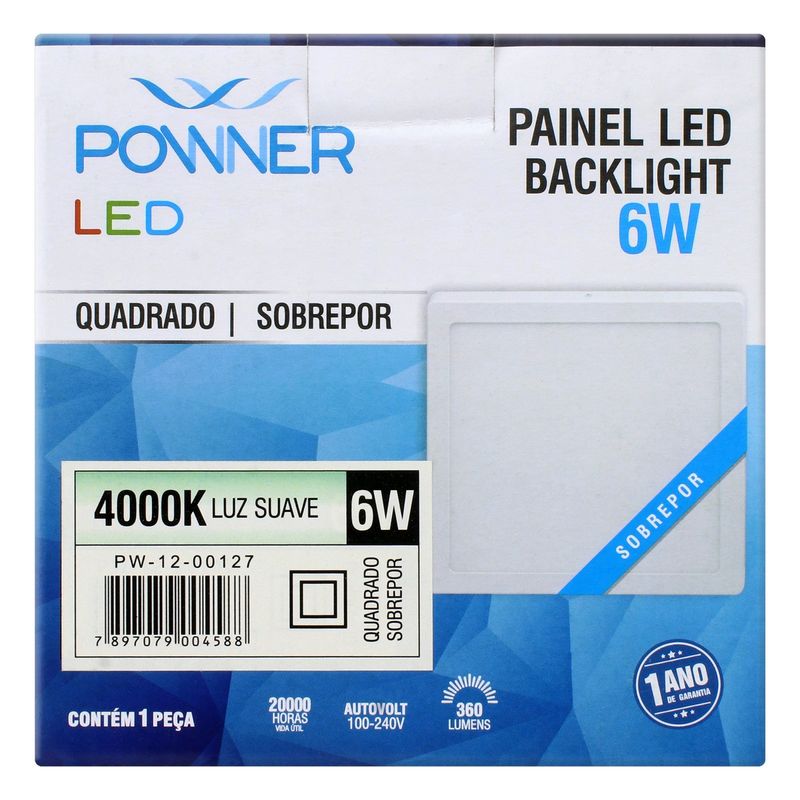 PainelLeddeSobreporQuadradoPownerBacklight6W4000K-111401