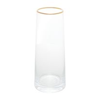 Vaso de Vidro com Borda Dourada Liz Wolff 9cm x 9cm x 22cm
