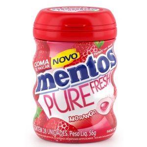 Goma de Mascar Pure Fresh Morango Mentos Garrafa 56g