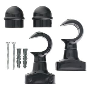 Kit Suporte para Varão de Cortina Std Preto 2 peças