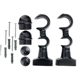 Kit Suporte para Varão de Cortina Std Preto Duplo com 2 peças