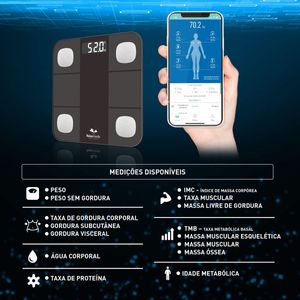 Balança Digital com Bioimpedância Smart App Relaxmedic