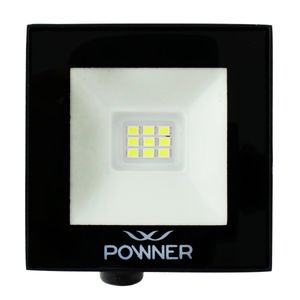 Refletor de Led Preto Powner 10W 3000K