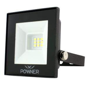 Refletor de Led Preto Powner 10W 3000K