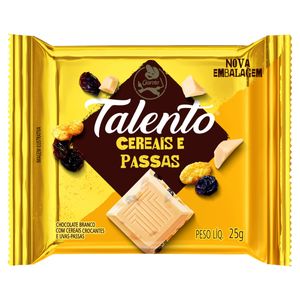 Chocolate Talento Branco com Cereais e Passas Garoto 25g