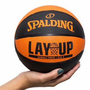 Mini Bola de Basquete Laranja e Preta Spalding Lay-Up