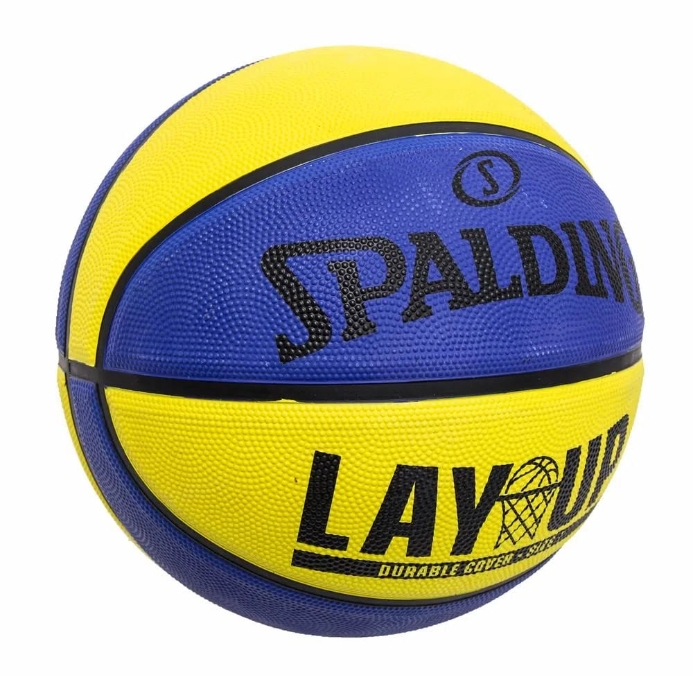 Mini Bola de Basquete Spalding Lay Up Tam 3 Azul e Amarela