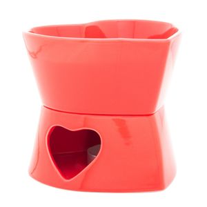 Conjunto Fondue Cerâmico Coração Wolff Vermelho 4 peças