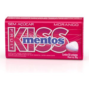 Bala Kiss Morango Sem Açúcar Mentos 35g