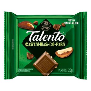 Tablete Talento Castanhas-do-Pará Garoto 25g