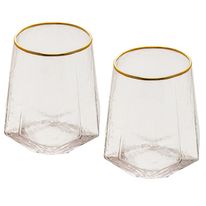 Conjunto de Copos Baixos em Cristal com Borda Dourada Wolff 550ml 2 peças