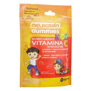 Pastilha Kids Vitamina C Laranja e Morango Melagrião com 30 unidades