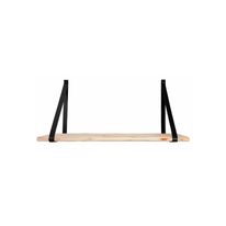 Prateleira Pinus com Tiras de Couro Preta DiCarlo 40cm x 20cm