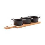 Petisqueira-de-Porcelana-com-3-Potes-Preto-Wolff-com-Suporte-de-Bambu-133676