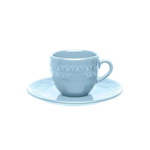 Xícara com Pires de Porcelana Mia Celeste Oxford 200ml