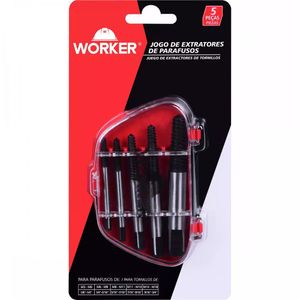 Kit de Extratores de Aço Carbono para Parafusos Worker 5 peças