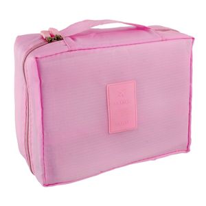 Necessaire com Divisões Newpro Rosa 23cm x 18cm x 9cm