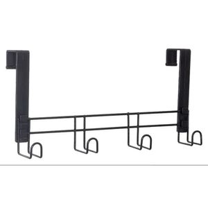 Cabide de Porta Multiuso Preto Metaltru Plus 4 Ganchos