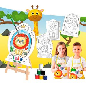 Kit de Pintura Infantil Safari Brincadeira de Criança 13 peças