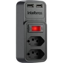 Adaptador Elétrico 2 Tomadas + 2 USB Intelbras Preto