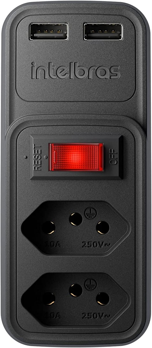 Adaptador-Eletrico-2-Tomadas---2-USB-Intelbras-Preto-135905