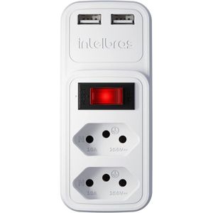 Adaptador Elétrico 2 Tomadas + 2 USB Intelbras Branco