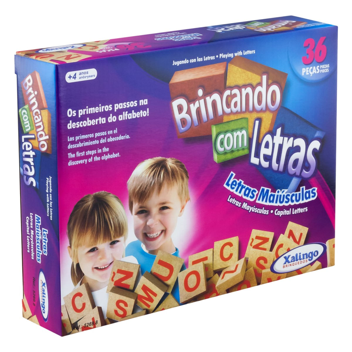 Jogo - Brincando de Aprender Com Letras de Madeira - 36 Peças