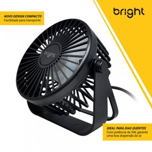 Ventilador de Mesa USB Bright Preto 5W