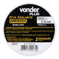 Fita Isolante Antichama Branca Vonder 19mm x 10m