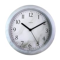 Relógio de Parede Redondo Marmorizado Cinza Ambiente 24cm