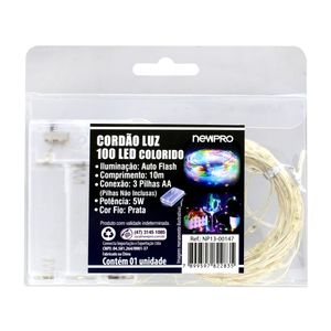 Cordão Luminoso à Pilha Colorido Newpro 100 Leds