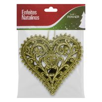 Enfeite de Coração Vazado Dourado Powner 9cm