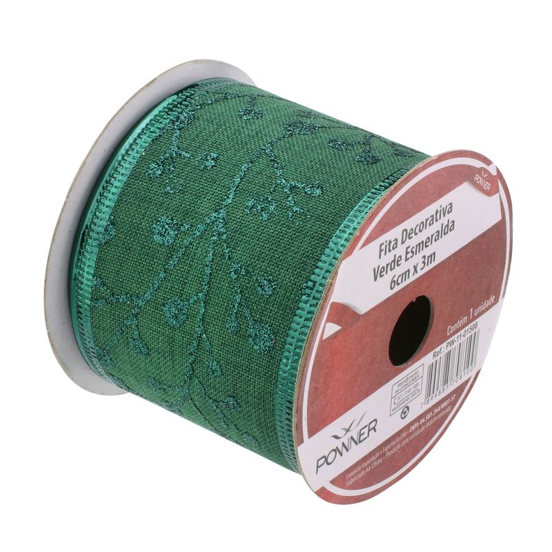 Fita-Decorativa-de-Natal-Verde-Esmeralda-Powner-6cm-x-3m-136930