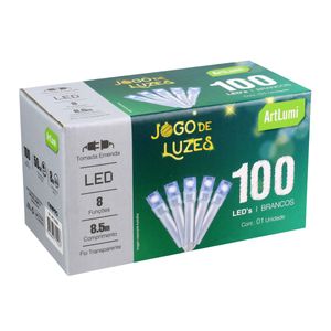 Pisca 100 Leds com Emenda Newpro Branco com Fio Transparente