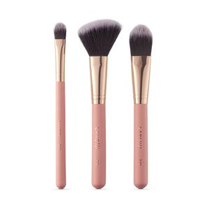 Conjunto de Pincéis para Maquiagem Lanossi Rose Gold 3 peças