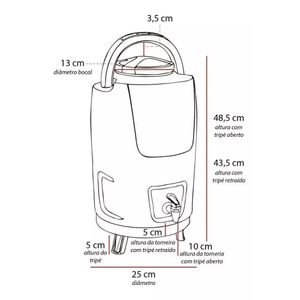 Botijão Térmico Preto Invicta 12l