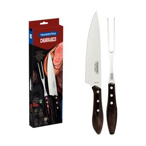 Conjunto para Churrasco em Aço Inox com Cabo de Madeira Tramontina Polywood 2 peças