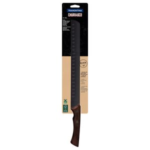 Faca para Fatiar Black em Aço Inox Escurecido com Cabo de Madeira Tramontina Churrasco 12"