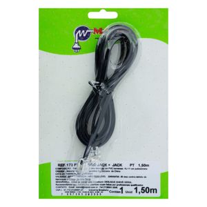 Cordão Jack Liso Preto para Telefone Mavel 1,5m