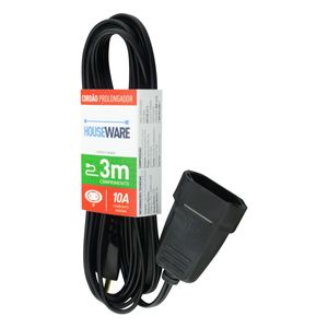 Cordão Prolongador Preto Daneva 3m 10A