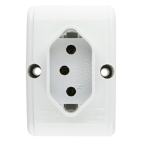 Tomada de Sobrepor 2 Pinos + Terra Mec-Tronic Cinza 10A